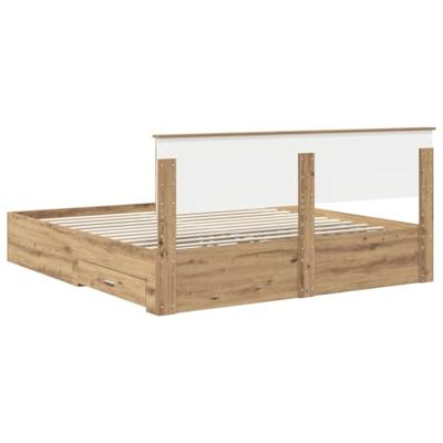 Bedframe met hoofdeinde Artisan Eiken 180 x 200 cm Bewerkt hout