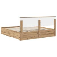 Bedframe met hoofdeinde Artisan Eiken 180 x 200 cm Bewerkt hout - thumbnail