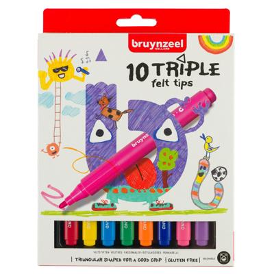 BRUYNZEEL triple viltstiften 10 stuks BRUYNZEEL triple viltstiften 10 stuks