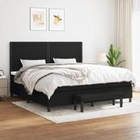Boxspring met matras stof zwart 200x200 cm - thumbnail