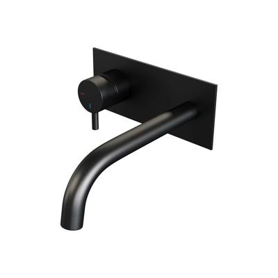 Black Edition inbouw wastafelmengkraan met gebogen uitloop en afdekplaat B2 mat zwart