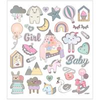 Creativ Company Stickers, baby girl, vel 15x16,5 cm, ca. 30 stuk, 1 vel - thumbnail