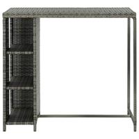 Bartafel met opbergrek 120x60x110 cm poly rattan grijs - thumbnail