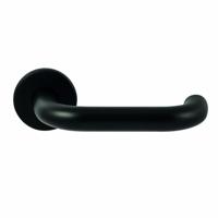 Hardbrass Deurkruk Stockholm op rond rozet 4mm dun - zwart - thumbnail