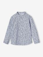 Jongenshemd met bloemenprint en Maokraag blauw, bedrukt - thumbnail