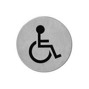 Intersteel pictogram toilet mindervalide zelfklevend rond - RVS