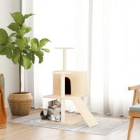 Bussandri Exclusive - Kattenmeubel met sisal krabpalen 109 cm crèmekleurig - thumbnail