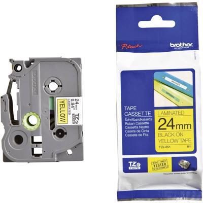 Brother TZe tape voor P-Touch 24 mm, zwart op geel Brother TZe tape voor P-Touch 24 mm, zwart op geel