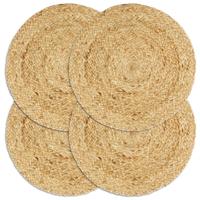 VidaXL Placemats 4 st rond 38 cm jute natuurlijk - thumbnail
