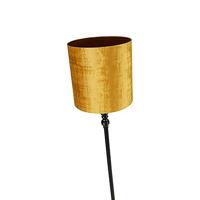 QAZQA Vloerlamp zwart met stoffen kap goud 40 cm - Classico - thumbnail