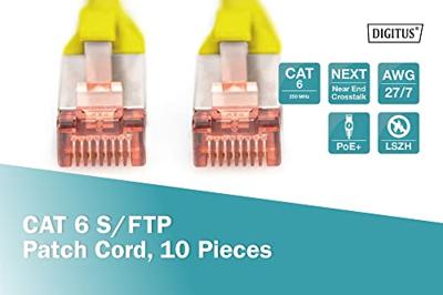 Digitus DK-1644-020-Y-10 RJ45 Netwerkkabel, patchkabel CAT 6 S/FTP 2.00 m Geel Folie afscherming, Afscherming totaal, Afgeschermd, Halogeenvrij, Simplex,