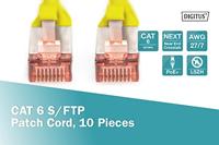 Digitus DK-1644-050-Y-10 RJ45 Netwerkkabel, patchkabel CAT 6 S/FTP 5.00 m Geel Folie afscherming, Afscherming totaal, Afgeschermd, Halogeenvrij, Simplex, - thumbnail