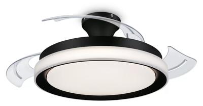 Philips LED Bliss Plafondventilator 28 W, 35 W (Ø x h) 510 mm x 418 mm Zwart Met lamparmatuur, Timer Philips LED Bliss Plafondventilator 28 W, 35 W (Ø x h) 510 mm x 418 mm Zwart Met lamparmatuur, Timer