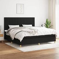 Boxspring met matras stof zwart 200x200 cm - thumbnail