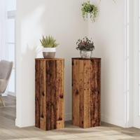 Plantenstandaards 2 st 25x25x80 cm bewerkt hout oud houtkleurig - thumbnail
