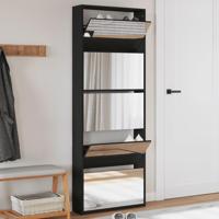 Schoenenkast met spiegel 5-laags 63x17x169,5 cm zwart - thumbnail