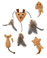 Nobleza Kattenspeeltje - Geperst hout met veren en kattenkruid - thumbnail