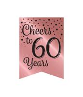 Verjaardagsslinger Vaandel 60 Jaar Roze/Zwart (6m) - thumbnail