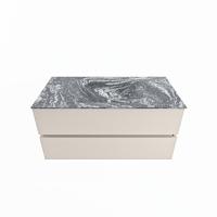 MONDIAZ VICA-DLUX 100cm badmeubel onderkast Linen 2 lades. Inbouw wastafel CLOUD midden zonder kraangat, kleur Lava. - thumbnail