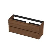 INK - Onderkast 2 Laden Greeploos met Houten Keerlijst - 1200x400x520 Mm - Warm Walnoot - thumbnail