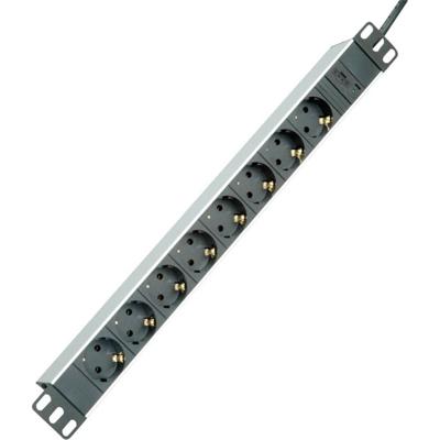 ROLINE 19 stekkerdoos 8-voudig + C14 stekker, zilver, 2 m