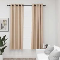 VidaXL Gordijnen linnen-look verduisterend ogen 2 st 140x175 cm beige - thumbnail