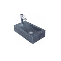 Sanilux Fontein Recto Mini Natuursteen 36x18x10 cm Antraciet - Kraangat Links - thumbnail