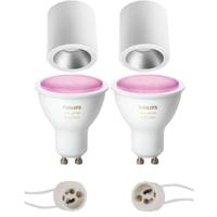 Philips Hue Opbouwspot Set GU10 - Rond - Mat Wit/Zilver - Ø90mm - Dimbaar - Bluetooth - thumbnail
