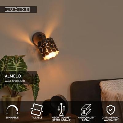 Lucide ALMELO - Wandspot / Wandlamp - Ø 12 cm - 1xE14 - Zwart