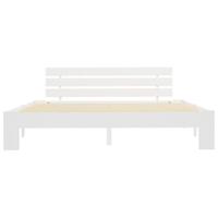 Bedframe met hoofdbord massief grenenhout wit 160x200 cm - thumbnail