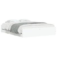 Bedframe met lades bewerkt hout wit 140x200 cm - thumbnail