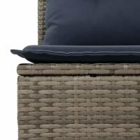 5-delige Loungeset met kussens poly rattan grijs - thumbnail