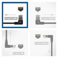 ACT Zwarte 0.25 meter U/UTP CAT6A LSZH slimline patchkabel met RJ45 connectoren. recht naar 90° haa - thumbnail