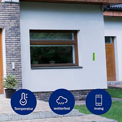 Metalen thermometer 19 cm groen voor gebruik binnen en buiten