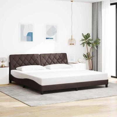 Bedframe zonder matras stof donkerbruin 200x200 cm