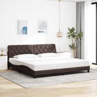 Bedframe zonder matras stof donkerbruin 200x200 cm - thumbnail