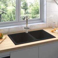 VidaXL Keukenwasbak zwart 76 x 48 x 30 cm kwarts en hars - thumbnail