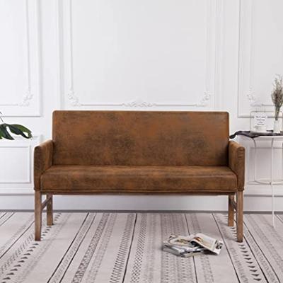 VidaXL Bankje met armleuning 140 cm kunstsuède bruin VidaXL Bankje met armleuning 140 cm kunstsuède bruin