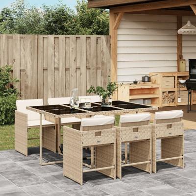 7-delige Tuinset met kussens poly rattan beige 7-delige Tuinset met kussens poly rattan beige