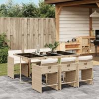 7-delige Tuinset met kussens poly rattan beige - thumbnail