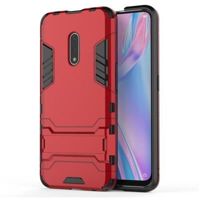 Voor OPPO K3 schokbestendige PC + TPU beschermhoes met onzichtbare houder (rood)