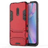 Voor OPPO K3 schokbestendige PC + TPU beschermhoes met onzichtbare houder (rood) - thumbnail