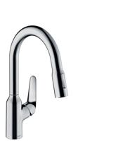 Hansgrohe Focus M42 ééngreeps keukenmengkraan 180 met uittrekbare vuistdouche, 2 straalsoorten, chroom - thumbnail