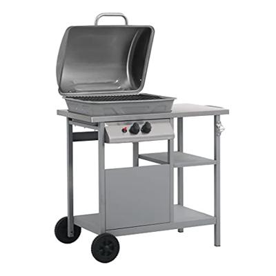 Gasbarbecue met 3-laags zijtafel zwart en zilverkleurig Gasbarbecue met 3-laags zijtafel zwart en zilverkleurig