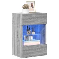 Wandkasten met LED-verlichting voor tv 2 st 40x30x60,5 cm grijs sonoma eiken - thumbnail