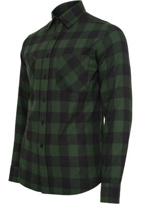Urban Classics geruit flanellen slim fit overhemd donkergroen/zwart Urban Classics geruit flanellen slim fit overhemd donkergroen/zwart