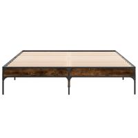 Bedframe bewerkt hout metaal gerookt eikenkleurig 140x200 cm - thumbnail