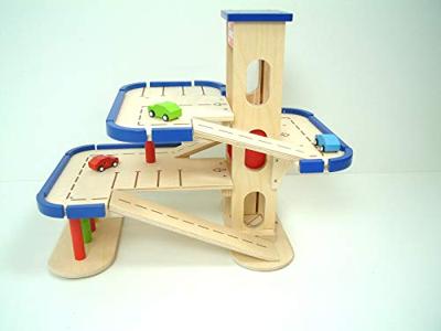 Pintoy houten garage + 3 houten autootjes