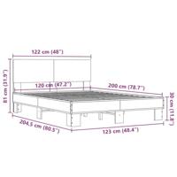 Bedframe bewerkt hout metaal sonoma eikenkleurig 120x200 cm - thumbnail