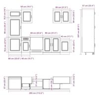 7-delige Keukenkastenset Kalmar bewerkt hout grijs sonoma eiken - thumbnail